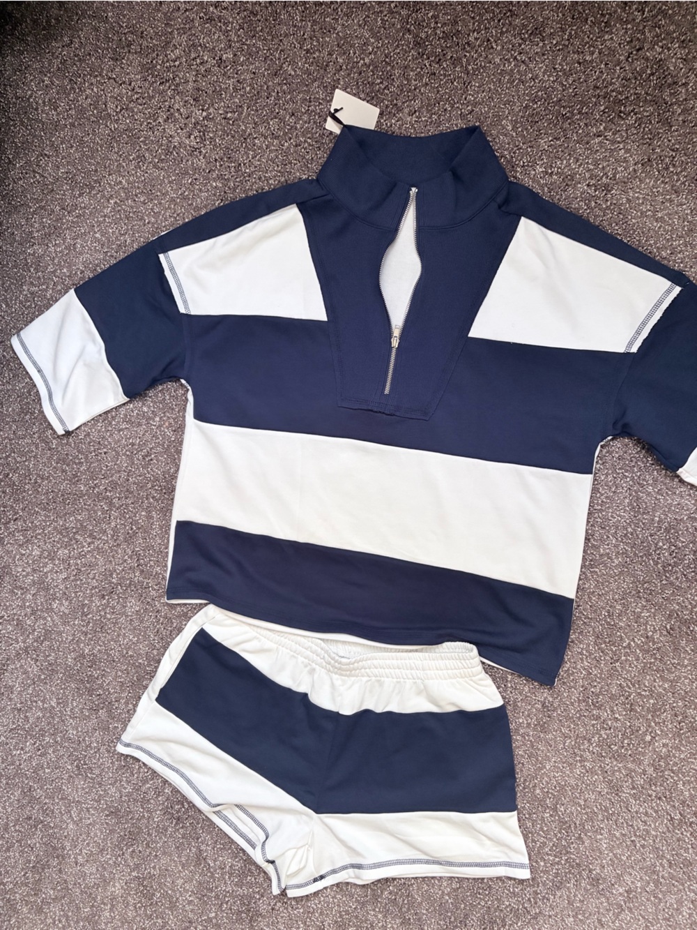 Retro Rugby Set Color Block Pullover & Shorts Set